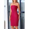 imagePRETTYGARDEN Tube Spring Dresses for Women 2025 Strapless Off Shoulder Ribbed Knit Bodycon Mini Summer Wedding Guest DressRose Red