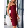 imagePRETTYGARDEN Tube Spring Dresses for Women 2025 Strapless Off Shoulder Ribbed Knit Bodycon Mini Summer Wedding Guest DressWine Red