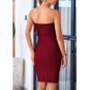 imagePRETTYGARDEN Tube Spring Dresses for Women 2025 Strapless Off Shoulder Ribbed Knit Bodycon Mini Summer Wedding Guest DressWine Red