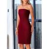 imagePRETTYGARDEN Tube Spring Dresses for Women 2025 Strapless Off Shoulder Ribbed Knit Bodycon Mini Summer Wedding Guest DressWine Red