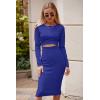 imagePRETTYGARDEN Womens Long Sleeve Midi Bodycon Dresses Casual Crewneck Cut Out Ribbed Knit Fitted Pencil DressNavy Blue