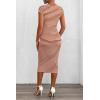 imagePRETTYGARDEN Womens Long Sleeve Midi Bodycon Dresses Casual Crewneck Cut Out Ribbed Knit Fitted Pencil DressStriped Brick Red