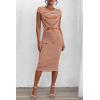 imagePRETTYGARDEN Womens Long Sleeve Midi Bodycon Dresses Casual Crewneck Cut Out Ribbed Knit Fitted Pencil DressStriped Brick Red