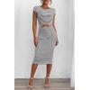 imagePRETTYGARDEN Womens Long Sleeve Midi Bodycon Dresses Casual Crewneck Cut Out Ribbed Knit Fitted Pencil DressStriped Grey