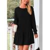 imagePRETTYGARDEN Womens Patchwork Sweatshirt Dress Spring Casual Long Sleeve Crewneck Pullover Cute Babydoll Mini DressesBlack