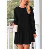 imagePRETTYGARDEN Womens Patchwork Sweatshirt Dress Spring Casual Long Sleeve Crewneck Pullover Cute Babydoll Mini DressesBlack