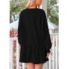 imagePRETTYGARDEN Womens Patchwork Sweatshirt Dress Spring Casual Long Sleeve Crewneck Pullover Cute Babydoll Mini DressesBlack
