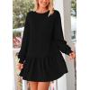 imagePRETTYGARDEN Womens Patchwork Sweatshirt Dress Spring Casual Long Sleeve Crewneck Pullover Cute Babydoll Mini DressesBlack