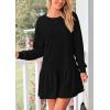imagePRETTYGARDEN Womens Patchwork Sweatshirt Dress Spring Casual Long Sleeve Crewneck Pullover Cute Babydoll Mini DressesBlack