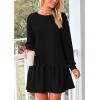 imagePRETTYGARDEN Womens Patchwork Sweatshirt Dress Spring Casual Long Sleeve Crewneck Pullover Cute Babydoll Mini DressesBlack