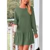 imagePRETTYGARDEN Womens Patchwork Sweatshirt Dress Spring Casual Long Sleeve Crewneck Pullover Cute Babydoll Mini DressesGreen