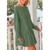 imagePRETTYGARDEN Womens Patchwork Sweatshirt Dress Spring Casual Long Sleeve Crewneck Pullover Cute Babydoll Mini DressesGreen