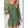 imagePRETTYGARDEN Womens Patchwork Sweatshirt Dress Spring Casual Long Sleeve Crewneck Pullover Cute Babydoll Mini DressesGreen