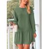imagePRETTYGARDEN Womens Patchwork Sweatshirt Dress Spring Casual Long Sleeve Crewneck Pullover Cute Babydoll Mini DressesGreen