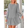 imagePRETTYGARDEN Womens Patchwork Sweatshirt Dress Spring Casual Long Sleeve Crewneck Pullover Cute Babydoll Mini DressesGrey