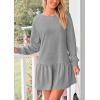 imagePRETTYGARDEN Womens Patchwork Sweatshirt Dress Spring Casual Long Sleeve Crewneck Pullover Cute Babydoll Mini DressesGrey