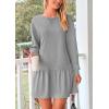 imagePRETTYGARDEN Womens Patchwork Sweatshirt Dress Spring Casual Long Sleeve Crewneck Pullover Cute Babydoll Mini DressesGrey