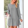 imagePRETTYGARDEN Womens Patchwork Sweatshirt Dress Spring Casual Long Sleeve Crewneck Pullover Cute Babydoll Mini DressesGrey
