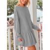imagePRETTYGARDEN Womens Patchwork Sweatshirt Dress Spring Casual Long Sleeve Crewneck Pullover Cute Babydoll Mini DressesGrey
