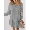 imagePRETTYGARDEN Womens Patchwork Sweatshirt Dress Spring Casual Long Sleeve Crewneck Pullover Cute Babydoll Mini DressesGrey