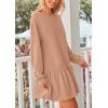 imagePRETTYGARDEN Womens Patchwork Sweatshirt Dress Spring Casual Long Sleeve Crewneck Pullover Cute Babydoll Mini DressesNude Pink