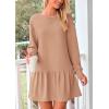 imagePRETTYGARDEN Womens Patchwork Sweatshirt Dress Spring Casual Long Sleeve Crewneck Pullover Cute Babydoll Mini DressesNude Pink