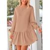 imagePRETTYGARDEN Womens Patchwork Sweatshirt Dress Spring Casual Long Sleeve Crewneck Pullover Cute Babydoll Mini DressesNude Pink