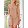 imagePRETTYGARDEN Womens Patchwork Sweatshirt Dress Spring Casual Long Sleeve Crewneck Pullover Cute Babydoll Mini DressesNude Pink