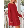 imagePRETTYGARDEN Womens Patchwork Sweatshirt Dress Spring Casual Long Sleeve Crewneck Pullover Cute Babydoll Mini DressesRed