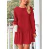 imagePRETTYGARDEN Womens Patchwork Sweatshirt Dress Spring Casual Long Sleeve Crewneck Pullover Cute Babydoll Mini DressesRed