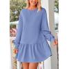 imagePRETTYGARDEN Womens Patchwork Sweatshirt Dress Spring Casual Long Sleeve Crewneck Pullover Cute Babydoll Mini DressesSky Blue