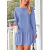 imagePRETTYGARDEN Womens Patchwork Sweatshirt Dress Spring Casual Long Sleeve Crewneck Pullover Cute Babydoll Mini DressesSky Blue
