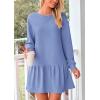 imagePRETTYGARDEN Womens Patchwork Sweatshirt Dress Spring Casual Long Sleeve Crewneck Pullover Cute Babydoll Mini DressesSky Blue