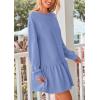 imagePRETTYGARDEN Womens Patchwork Sweatshirt Dress Spring Casual Long Sleeve Crewneck Pullover Cute Babydoll Mini DressesSky Blue