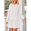 imagePRETTYGARDEN Womens Patchwork Sweatshirt Dress Spring Casual Long Sleeve Crewneck Pullover Cute Babydoll Mini DressesWhite