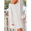 imagePRETTYGARDEN Womens Patchwork Sweatshirt Dress Spring Casual Long Sleeve Crewneck Pullover Cute Babydoll Mini DressesWhite
