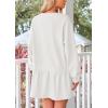 imagePRETTYGARDEN Womens Patchwork Sweatshirt Dress Spring Casual Long Sleeve Crewneck Pullover Cute Babydoll Mini DressesWhite
