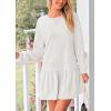 imagePRETTYGARDEN Womens Patchwork Sweatshirt Dress Spring Casual Long Sleeve Crewneck Pullover Cute Babydoll Mini DressesWhite
