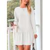 imagePRETTYGARDEN Womens Patchwork Sweatshirt Dress Spring Casual Long Sleeve Crewneck Pullover Cute Babydoll Mini DressesWhite