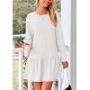 imagePRETTYGARDEN Womens Patchwork Sweatshirt Dress Spring Casual Long Sleeve Crewneck Pullover Cute Babydoll Mini DressesWhite
