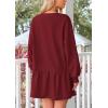 imagePRETTYGARDEN Womens Patchwork Sweatshirt Dress Spring Casual Long Sleeve Crewneck Pullover Cute Babydoll Mini DressesWine Red