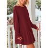 imagePRETTYGARDEN Womens Patchwork Sweatshirt Dress Spring Casual Long Sleeve Crewneck Pullover Cute Babydoll Mini DressesWine Red
