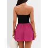 imagePRETTYGARDEN Womens Summer Strapless Mini Party Dress 2025 Casual Tube Top Ruffle A Line Short Patchwork SundressesBlack Rose Red