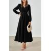 imagePRTTYGARDEN Womens Long Sleeve Maxi Dress 2025 Spring Trendy Elegant V Neck Flowy Wedding Guest Holiday Formal Long DressesBlack
