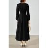 imagePRTTYGARDEN Womens Long Sleeve Maxi Dress 2025 Spring Trendy Elegant V Neck Flowy Wedding Guest Holiday Formal Long DressesBlack