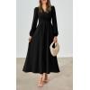 imagePRTTYGARDEN Womens Long Sleeve Maxi Dress 2025 Spring Trendy Elegant V Neck Flowy Wedding Guest Holiday Formal Long DressesBlack