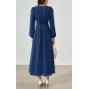 imagePRTTYGARDEN Womens Long Sleeve Maxi Dress 2025 Spring Trendy Elegant V Neck Flowy Wedding Guest Holiday Formal Long DressesDark Blue