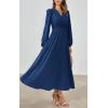 imagePRTTYGARDEN Womens Long Sleeve Maxi Dress 2025 Spring Trendy Elegant V Neck Flowy Wedding Guest Holiday Formal Long DressesDark Blue