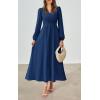 imagePRTTYGARDEN Womens Long Sleeve Maxi Dress 2025 Spring Trendy Elegant V Neck Flowy Wedding Guest Holiday Formal Long DressesDark Blue