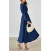 imagePRTTYGARDEN Womens Long Sleeve Maxi Dress 2025 Spring Trendy Elegant V Neck Flowy Wedding Guest Holiday Formal Long DressesDark Blue
